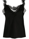 Gold Hawk Lace Panel Silk Blouse In Black