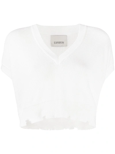 Laneus Cropped Sleeveless Jumper In White