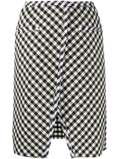 Courrèges Plaid Front-slit Skirt In Black