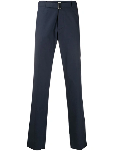 Officine Generale Belted-waist Straight-leg Trousers In Blue