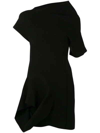 Rick Owens Asymmetric Draped Mini Dress In Black