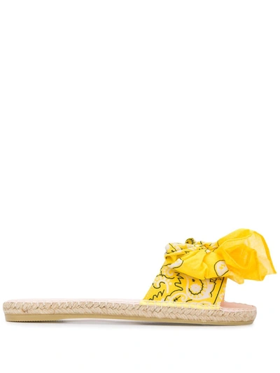 Manebi Bandana-print Bow Sandals In Yellow