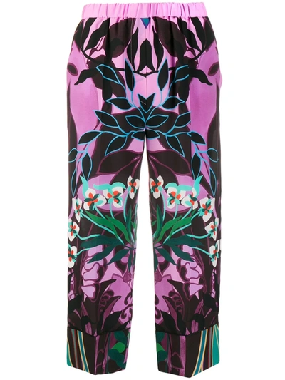 Valentino Mirrored Orchid Print Culottes In Pink