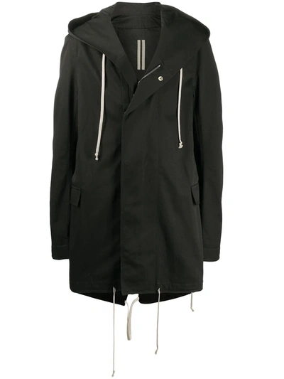 Rick Owens Drkshdw Graphic Print Hooded Coat In Black