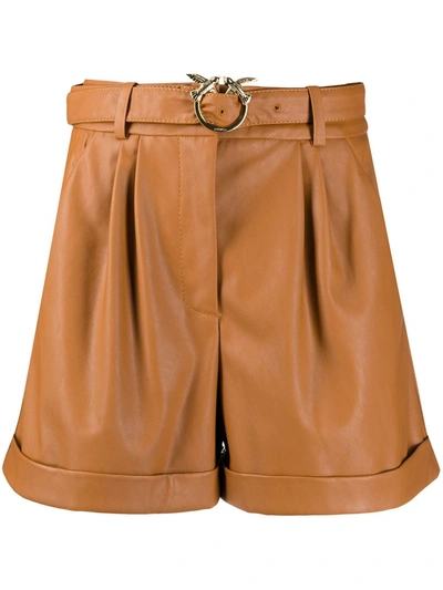 Pinko Belted Wide Leg Shorts In Brown