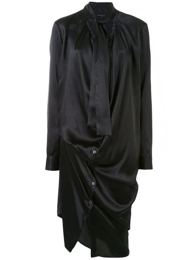 Ann Demeulemeester Draped Tie-neck Shirt Dress In Black