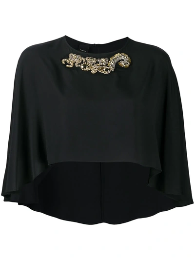 Pinko Cropped Cape Blouse In Black