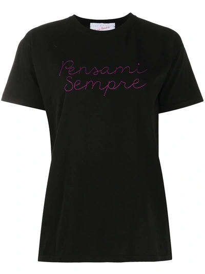 Giada Benincasa Embroidered Slogan T-shirt In Black