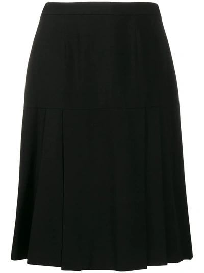 Pre-owned Chanel Pleated Knee-length Skirt In Black