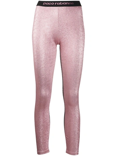 Rabanne Metallic Logo Band Leggings In Pink