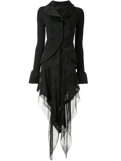 Marc Le Bihan Chiffon-panelled Dress In Black