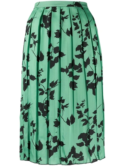 Plan C Floral Print Pleated Skirt In Green