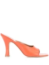 Paris Texas 100mm Square Toe Sandals In Orange