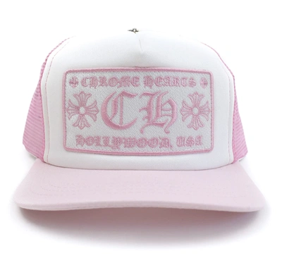 Pre-owned Chrome Hearts Ch Hollywood Trucker Hat Pink/white