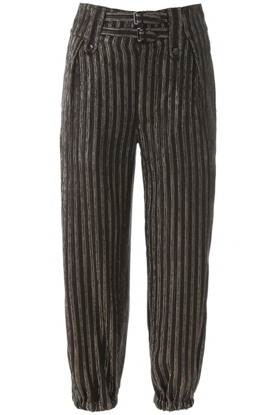 Saint Laurent Striped Lame' Cargo Pants In Black,gold