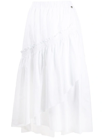 Twinset Poplin Midi Skirt In White