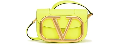 Valentino Garavani Small Supervee Shoulder Bag In Fluo Yellow In Lime
