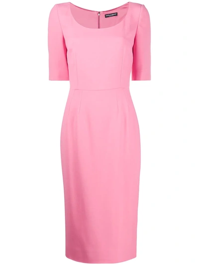 Dolce & Gabbana Fitted Midi Dress In Rosa Confetto Scuro