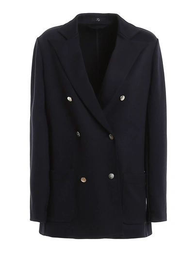 Fay Branded Button Peacoat In Dark Blue