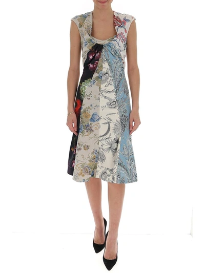 Marine Serre Contrasting Panelled Flared Dress In Multi