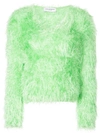 Marine Serre Fluffy Knitted Sweater In Green