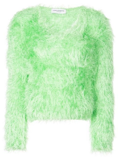 Marine Serre Fluffy Knitted Jumper In Green