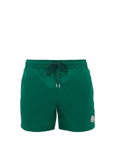 Moncler Logo-patch Shell Swim Shorts In Green