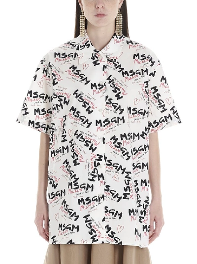 Msgm All Over Logo Shirt In Multicolor