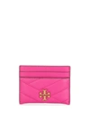Tory Burch Kira Quilted Leather Card Holder In Fuchsia
