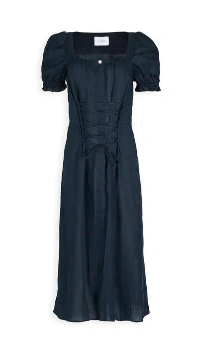 Sleeper Marquise Linen Dress In Navy