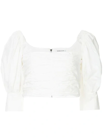 Georgia Alice Puff Sleeve Crop Top In White