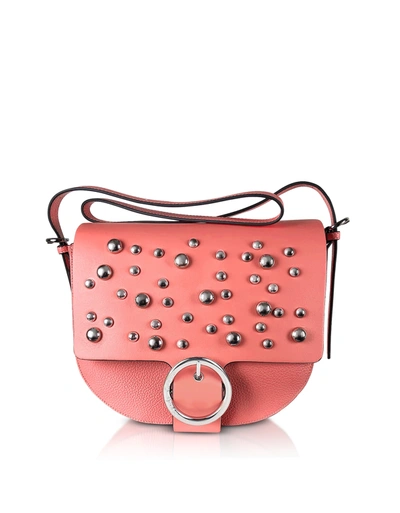 Manila Grace Coral Pink Studded Shoulder Bag