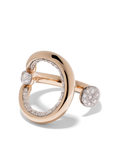 Pomellato 18k Rose Gold Fantina Diamond Statement Ring In White/rose Gold