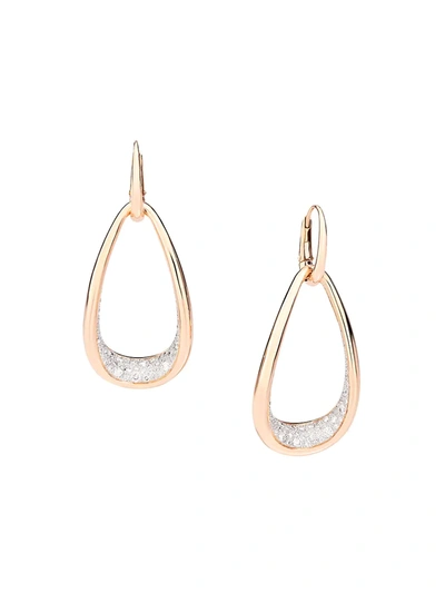 Pomellato Women's Fantina 18k Rose Gold & Diamond Ellipse Double-drop Earrings In White/rose Gold