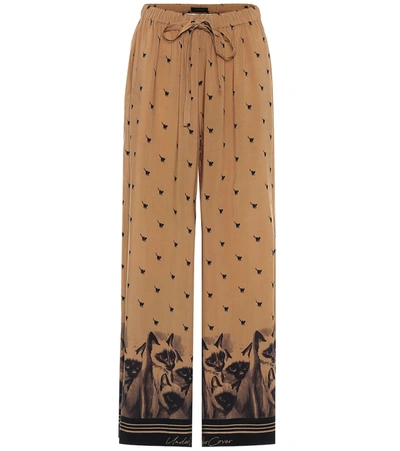 Undercover Printed Drawstring Pants In Brown
