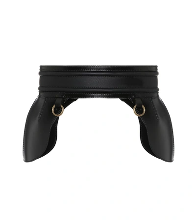 Alexander Mcqueen Leather Corset Belt In Black