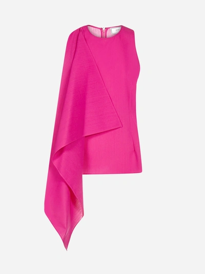 Ami Alexandre Mattiussi Asymmetrical Top Lightweight Wool In Fuchsia