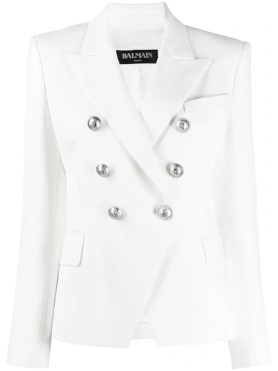 Balmain Double-breasted Jacket In White
