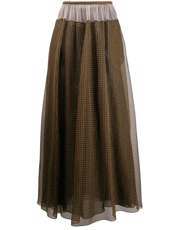 checked maxi skirt