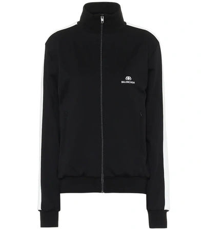 Balenciaga Striped Inserts Zip-up Jacket In Black