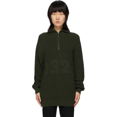 032c Green Troyer Half-zip Sweater In Olive