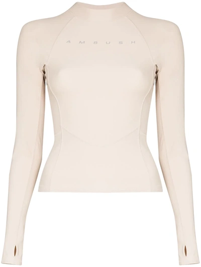 Ambush Zip-detailed Logo-print Top In Neutrals