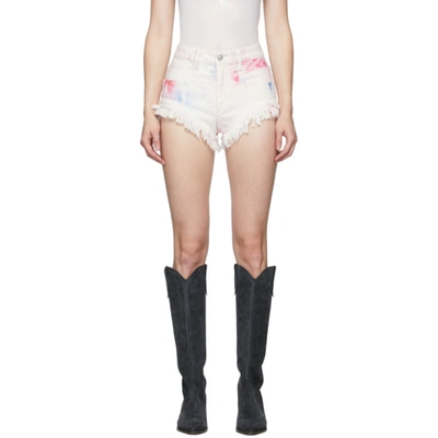 Isabel Marant Bleached Fringed Denim Shorts In 40pk Pink