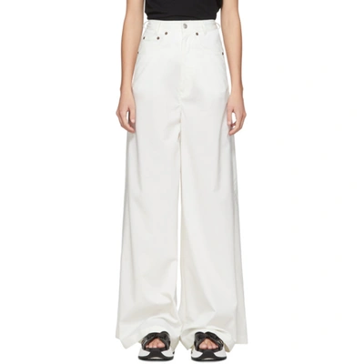 Mm6 Maison Margiela Off-white Wide-leg Trousers In 102 Off Whi