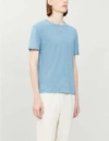 Sandro Crewneck Linen-jersey T-shirt In Sky Blue