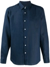 Sandro Slim-fit Seamless Linen Casual Shirt In Navy Blue