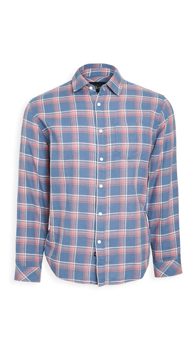 Rails Men's Wyatt Ocean Blue Plaid Shirt In Blue/faded Red/cream