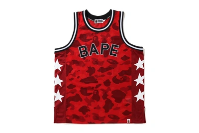 Pre-owned Bape Color Camo Basketball Tank Top (ss20) Red