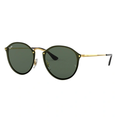 Ray Ban Blaze Round Sunglasses Gold Frame Green Lenses 59-14