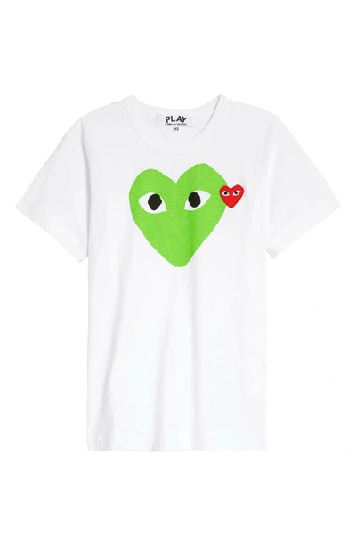 Comme Des Garçons Play Heart Graphic Tee In Green